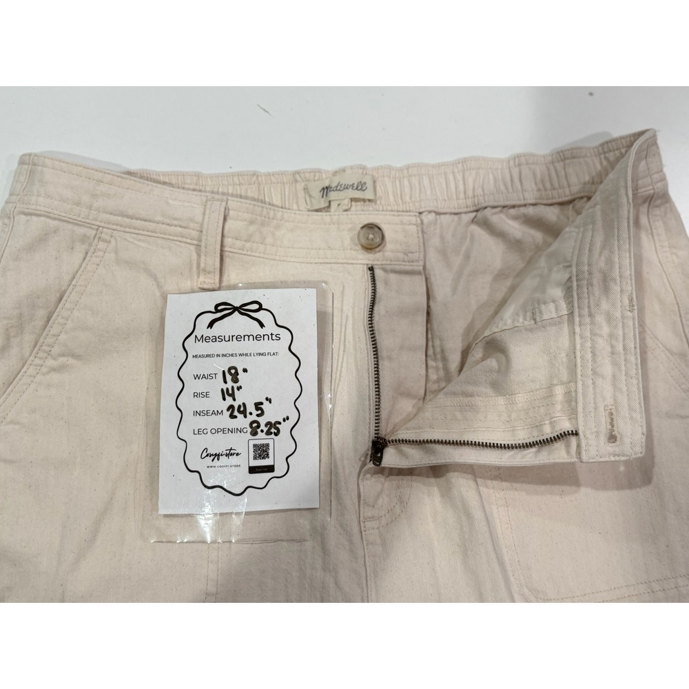 Madewell Emmett Wide-Leg Crop Pants Cream Off-White High-Rise Trousers Size XL - Picture 7 of 9